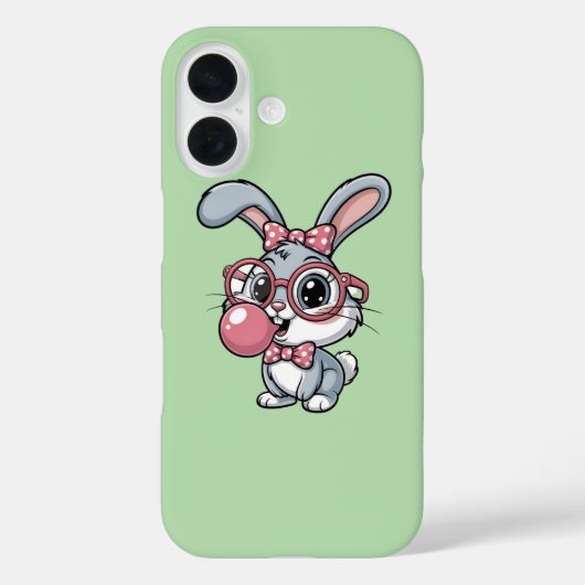 Cute Bunny with Glasses Blowing Bubble Gum Case-Mate iPhone Case (Achterkant)
