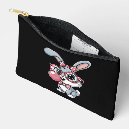 Cute Bunny with Glasses Blowing Bubble Gum Etui (Open)