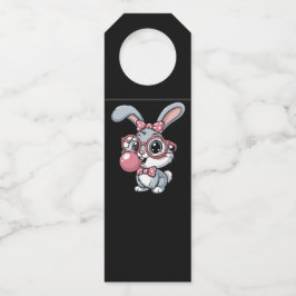 Cute Bunny with Glasses Blowing Bubble Gum Flessenhanger