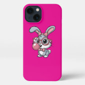 Cute Bunny with Glasses Blowing Bubble Gum iPhone Hoesje (Achterkant)