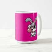 Cute Bunny with Glasses Blowing Bubble Gum Koffiemok (Voorkant rechts)