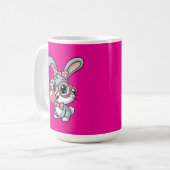 Cute Bunny with Glasses Blowing Bubble Gum Koffiemok (Voorkant links)