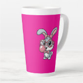 Cute Bunny with Glasses Blowing Bubble Gum Latte Mok (Rechterhoek)