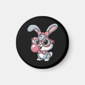 Cute Bunny with Glasses Blowing Bubble Gum Magneet (Voorkant)