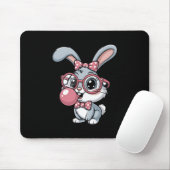 Cute Bunny with Glasses Blowing Bubble Gum Muismat (Met muis)