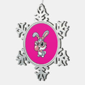 Cute Bunny with Glasses Blowing Bubble Gum Tin Sneeuwvlok Ornament (Rechts)