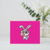 Cute Bunny with Glasses Blowing Bubble Gum Uitnodiging Briefkaart (Staand voorkant)