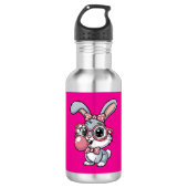 Cute Bunny with Glasses Blowing Bubble Gum Waterfles (Voorkant)