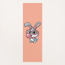 Cute Bunny with Glasses Blowing Bubble Gum Yogamat