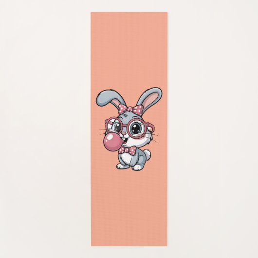 Cute Bunny with Glasses Blowing Bubble Gum Yogamat (Voorkant)