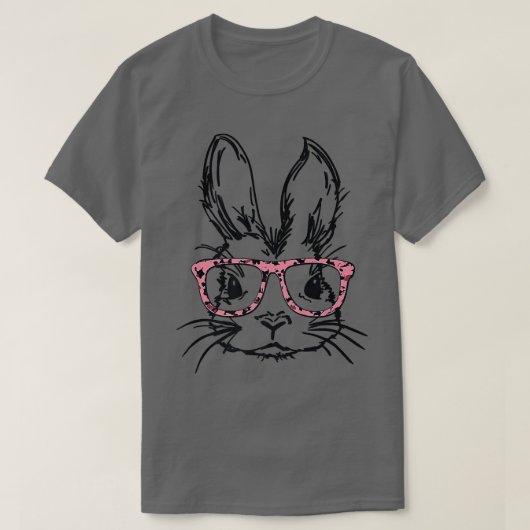Cute Bunny With Glasses Leopard Print Easter Bunny T-shirt (Design voorkant)