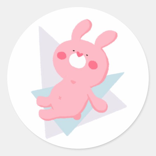 Cute bunny with heart nose ronde sticker (Voorkant)