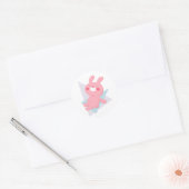 Cute bunny with heart nose ronde sticker (Envelop)