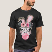 Cute Bunny With Leopard Glasses Bubblegum Easter D T-shirt (Voorkant)