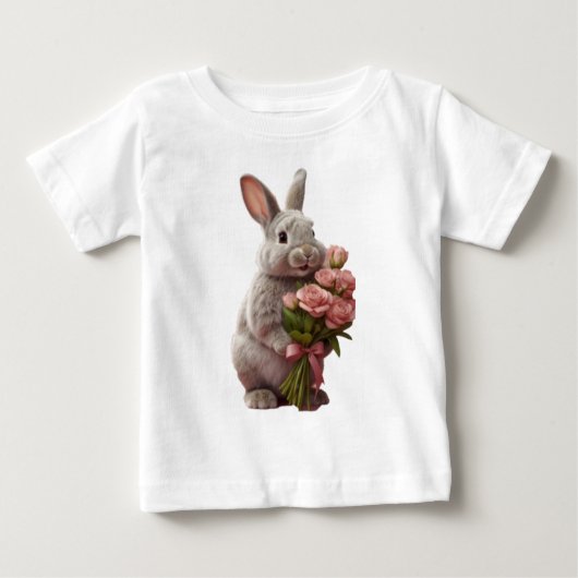  “Cute Bunny with Pink Roses” Adorable Art Design (Voorkant)