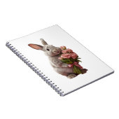 “Cute Bunny with Pink Roses” Adorable Art Design Notitieboek (Rechterzijde)