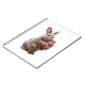 “Cute Bunny with Pink Roses” Adorable Art Design Notitieboek (Linkerzijde)