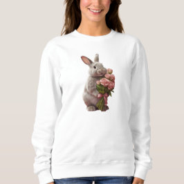  “Cute Bunny with Pink Roses” Adorable Art Design Trui