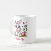 Cute Bunny with Sunglasses Custom Name Easter Gift Koffiemok (Voorkant links)