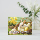 Cute Bunny zegt Happy Pasen Briefkaart (Staand voorkant)