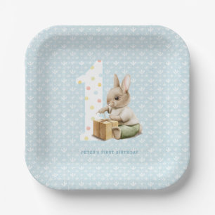 Cute Bunny's eerste verjaardag Papieren Bordje