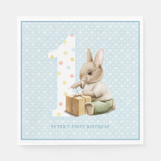 Cute Bunny's eerste verjaardag Servet (Voorkant)