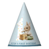 Cute Bunny's First Birthday Party Pet Feesthoedjes (Voorkant)