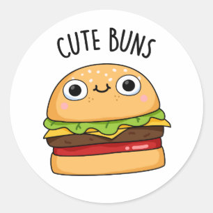 Cute Buns Funny Burger Bun Pun Ronde Sticker