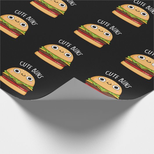 Cute Buns Funny Burger Pun Dark BG Cadeaupapier (Hoek)