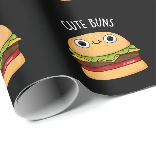 Cute Buns Funny Burger Pun Dark BG Cadeaupapier (Rol Hoek)