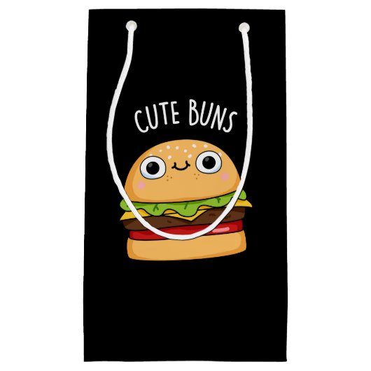Cute Buns Funny Burger Pun Dark BG Klein Cadeauzakje (Voorkant)