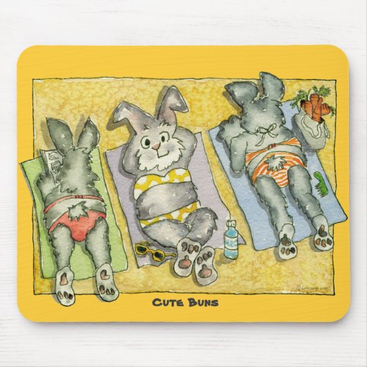 Cute Buns (op het strand) Mousepad Muismat (Voorkant)