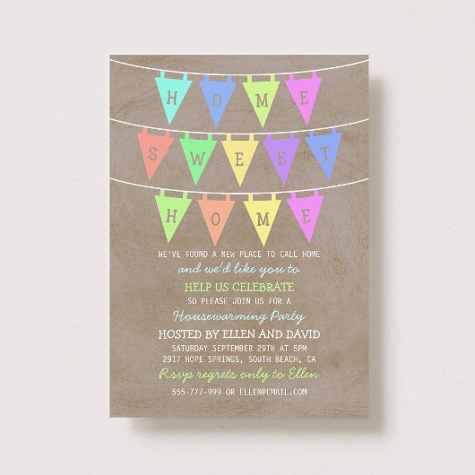 Cute Bunting Banners Home Sweet Home Housewarming Kaart