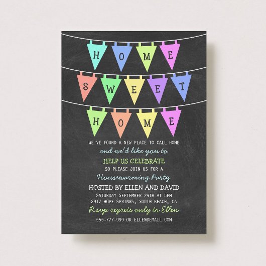 Cute Bunting Banners Home Sweet Home Housewarming Kaart