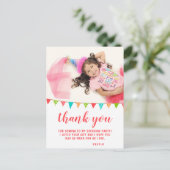 Cute Bunting Flag Birthday Foto bedankt Briefkaart (Staand voorkant)