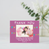 Cute Bunting Flag Birthday Foto bedankt Briefkaart (Staand voorkant)
