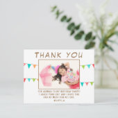 Cute Bunting Flag Birthday Foto bedankt Briefkaart (Staand voorkant)