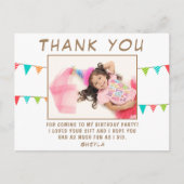 Cute Bunting Flag Birthday Foto bedankt Briefkaart (Voorkant)