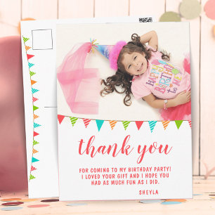 Cute Bunting Flag Birthday Foto bedankt Briefkaart