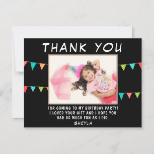 Cute Bunting Flag Birthday Foto bedankt Briefkaart