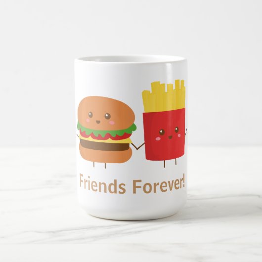 Cute Burger and Fries, Friends Forever Koffiemok (Center)