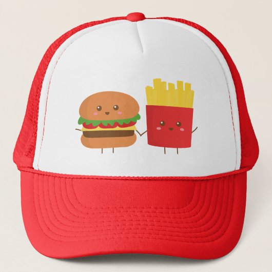 Cute Burger and Fries, Friends Forever Trucker Pet (Voorkant)