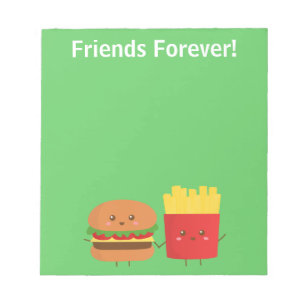 Cute Burger en Fries Friends Forever Notitieblok