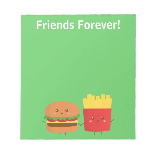 Cute Burger en Fries Friends Forever Notitieblok (Voorkant)