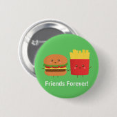 Cute Burger en Fries Friends Forever Ronde Button 5,7 Cm (Voorkant /achterkant)