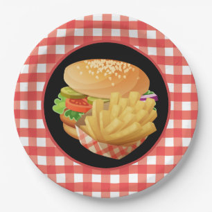 Cute Burger en Fries party Papieren Bordje