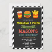 Cute burger- en friesthemauitnodiging kaart (Voorkant)