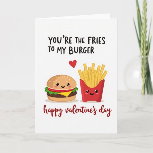 Cute Burger Frites Valentijnkaart Kaart (Voorkant)