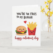 Cute Burger Frites Valentijnkaart Kaart (Gele Bloem)