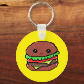 Cute Burger Kawaii 8 bit pixel geel Sleutelhanger (Voorkant)